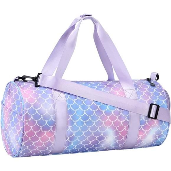 KIDS Duffle Bag Girls Kids Overnight Bags Mermaid-Purple